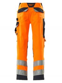 Strapazierfähige Warnschutzhose in Orange-Schwarzblau